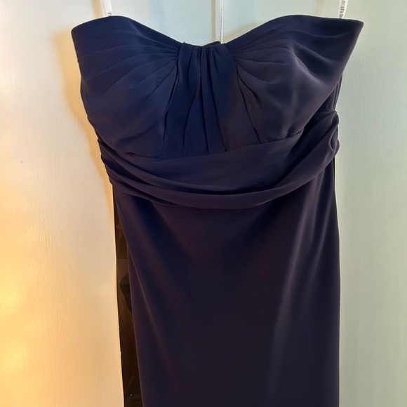 David’s Bridal Strapless Navy Blue Bridesmaids/Prom Dress - Picture 4 of 6
